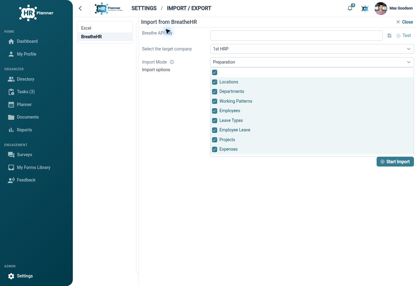 Breathe HR migration configuration